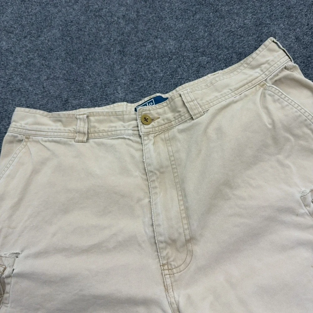 Polo Ralph Lauren Cargo Shorts Mens 36 Tan Cotton Distressed Gorpcore Utility